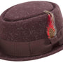 Prestique Collection: Men's Heather Brown Soft Rabbit Wool Snap Brim Pork Pie Teardrop Dent Hat
