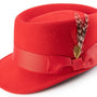 Montique Men's Red Color Round Crown Shape Wool Felt Hat H59