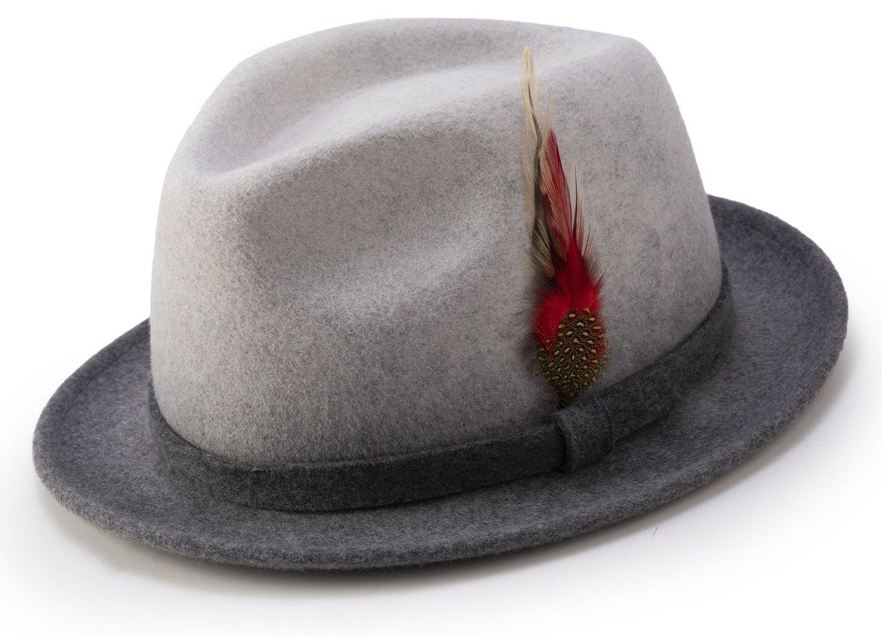 Montique Two Tone 1 7/8 Inch Brim Teardrop Wool Felt Hat H63 - Suits & More