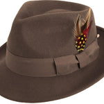 Montique Men's Brown Bogart Fedora 2 1/8 Inch Brim Felt Hat H11