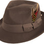 Montique Men's Brown Bogart Fedora 2 1/8 Inch Brim Felt Hat H11