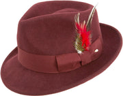 Burgundy Bogart Felt Fedora Hat 2 1/8 Inch Brim by Montique