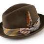 Merdano Collection: Montique Men's Olive Fedora Snap Brim Felt Hat - FINAL SALE Size Medium