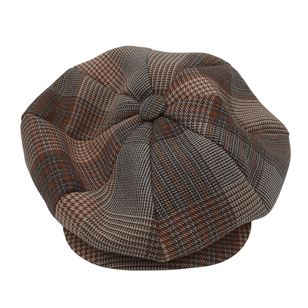 Montique Glen Plaid Newsboy Cap in Brown - H29 - Suits & More