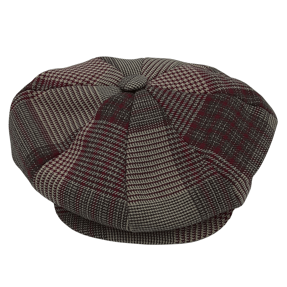 Montique Glen Plaid Newsboy Cap in Wine - H29 - Suits & More
