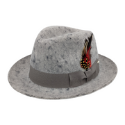 Heather Grey Fur Felt Pinch Fedora Hat by Montique