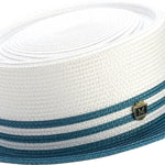 Andaras Collection: Montique Teal Straw Pork Pie Two Tone Hat