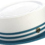 Andaras Collection: Montique Teal Straw Pork Pie Two Tone Hat