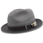 Rubique Collection: Men's Braided Two Tone Stingy Brim Pinch Fedora Hat in Grey
