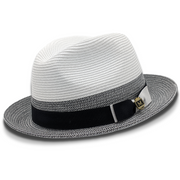 Montique Black Two-Tone Braided Stingy Brim Fedora