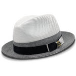 Urbaneer Collection: Two Tone Braided Stingy Brim Pinch Fedora Hat in Black