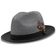 Black Two-Tone Stingy Brim Fedora Hat with Braided Band