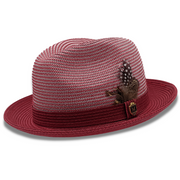 Cranberry Two-Tone Stingy Brim Fedora Hat with Braided Band