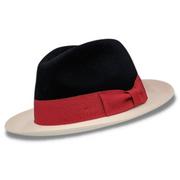 Black Wool Felt Fedora Hat with White Brim by Montique