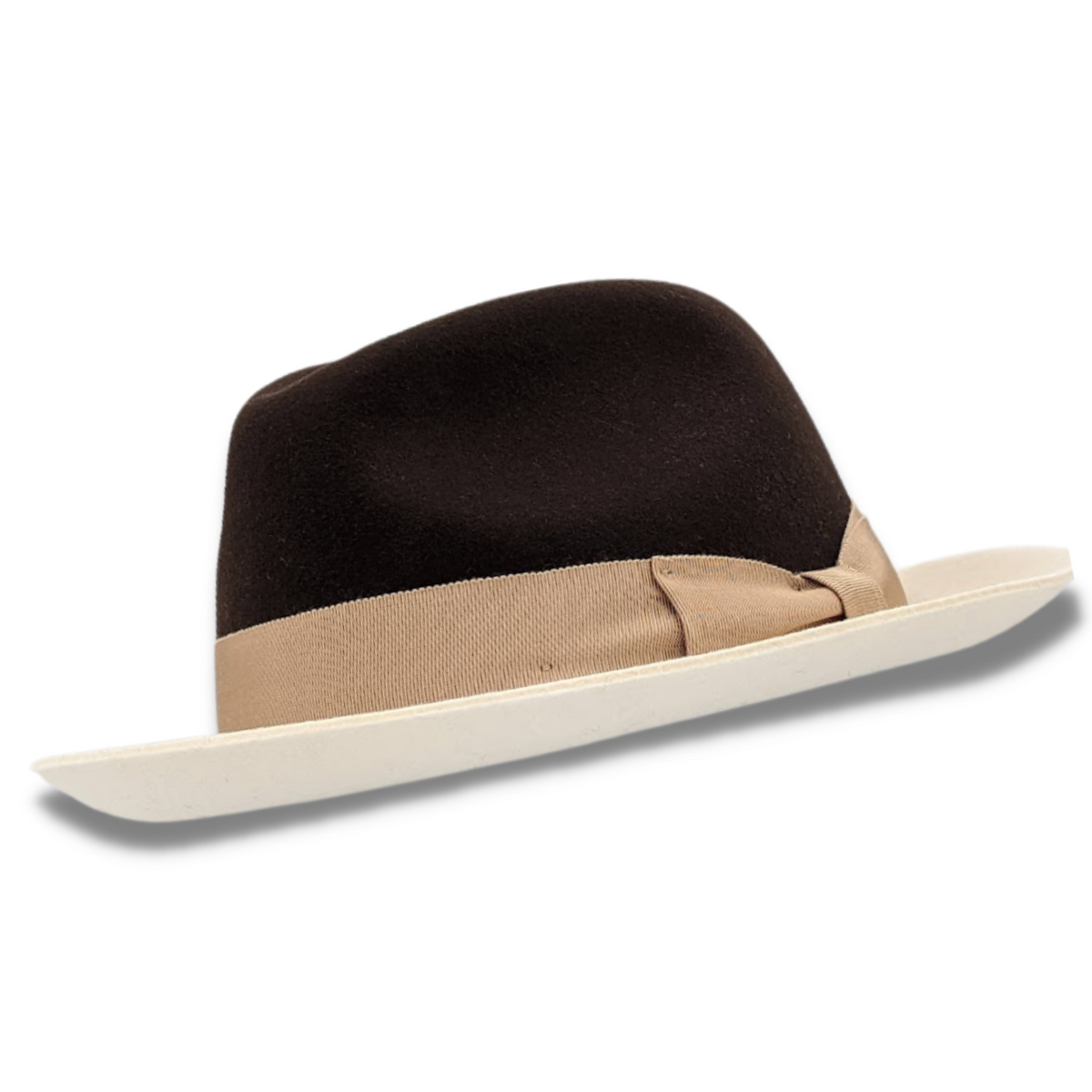Montique Brown Color 2 1 4 Inch Wide White Brim Wool Felt Hat H 82 montique-brown-color-2-1-4-inch-wide-white-brim-wool-felt-hat-h-82