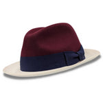 Chicify Collection: Montique Burgundy Color 2 1/4 Inch Wide White Brim Wool Felt Hat