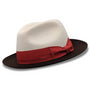 Chicify Collection: Montique White Color 2 1/4 Inch Wide Brown Brim Wool Felt Hat