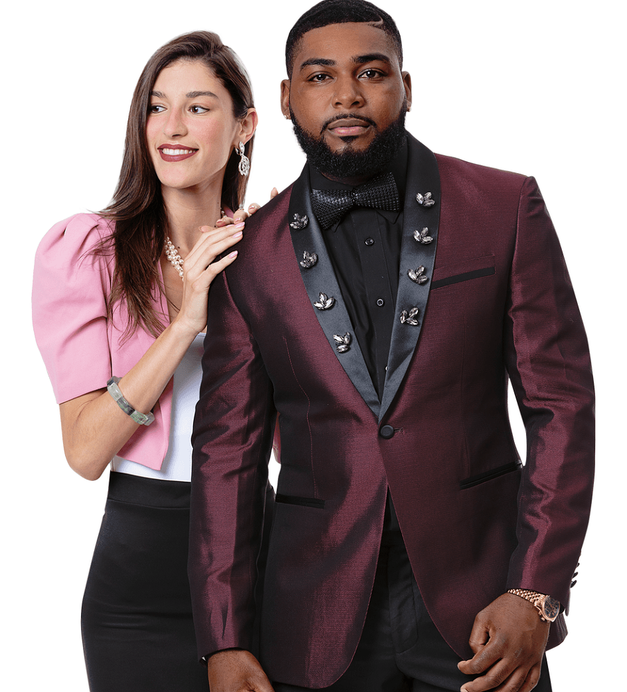 Solid Wine Fashion Blazer J77 - Suits & More