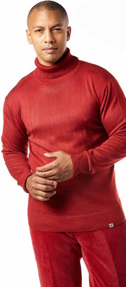 Men’s Saddle & Oxblood Knit Turtleneck Long Sleeve Sweater
