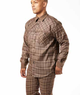 Specked Collection: Brown Plaid 2 Piece Button Up Long Sleeve Set