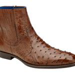 Genuine Ostrich Quill Chelsea Boot For Men in ANT BROWN - ROGER.