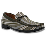 Men's Olive Stripe Pattern Loafer Shoes S2312
