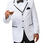 White Three Button Classic Long Fit Tuxedo- EJ Samuel TUX108