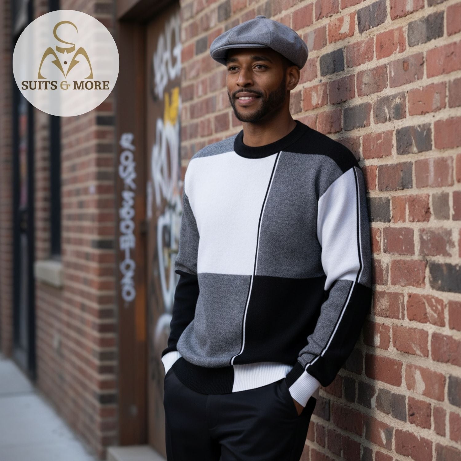 Introducing the Novara Collection: Your New Go-To Men's Black, White, and Gray Knit Sweater