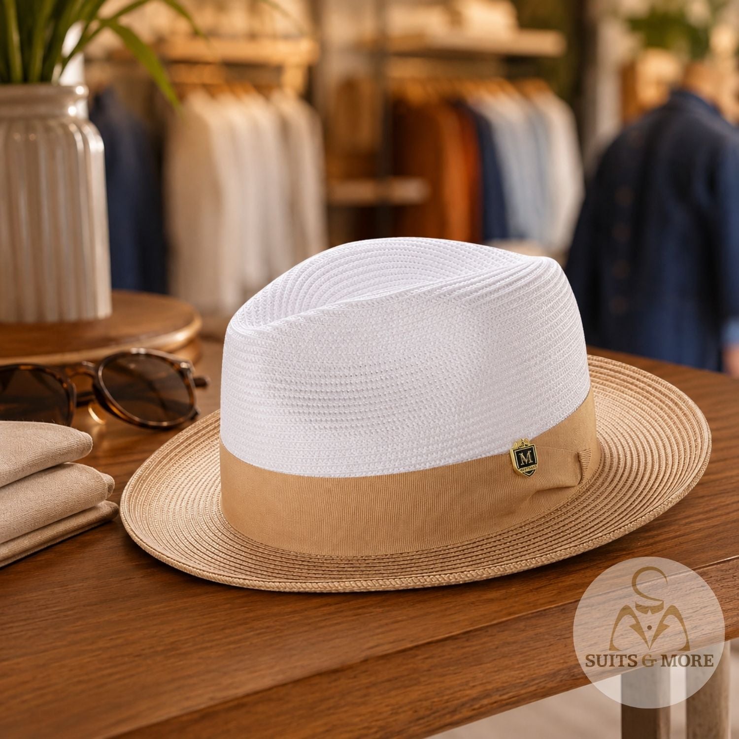 a white summer hat on the side of a pool.