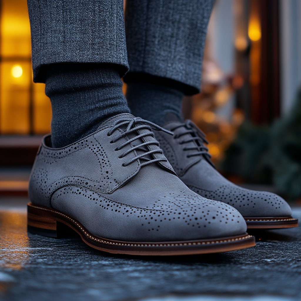 Grey suede wingtip shoes online