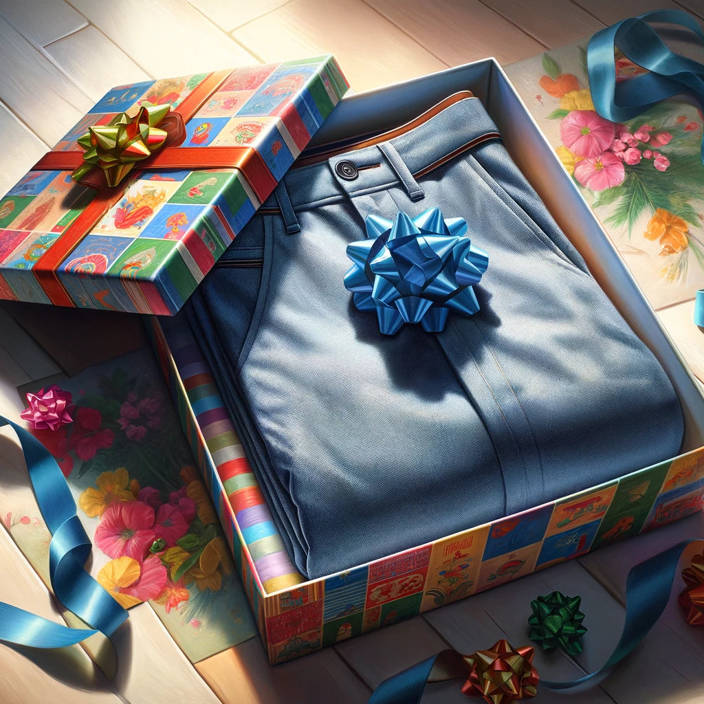 a walking suit being gift wrapped.