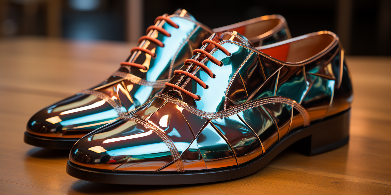 a shimmering pair of dress shoes.