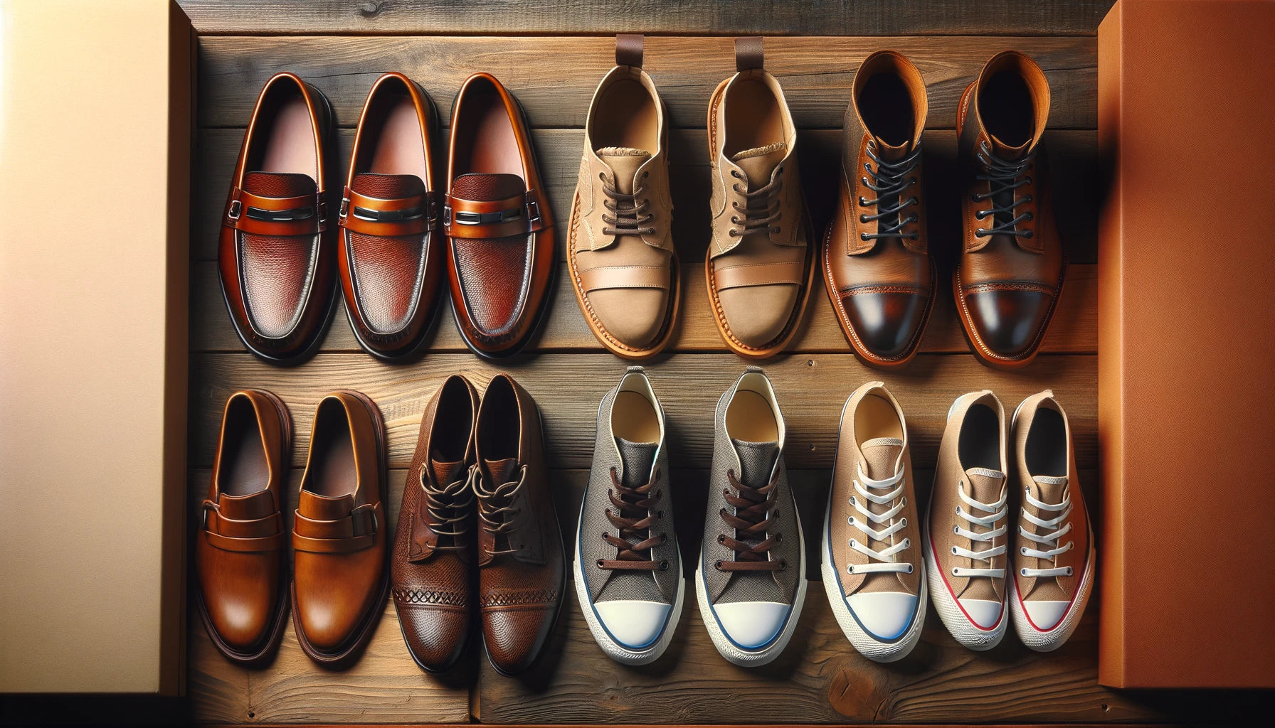 a variety of different types of shoes displayed.