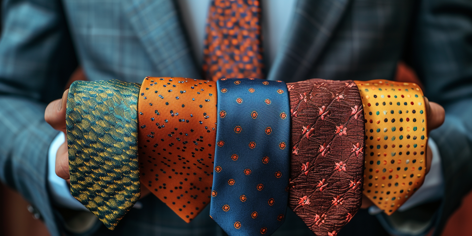 a man holding a variety of ties