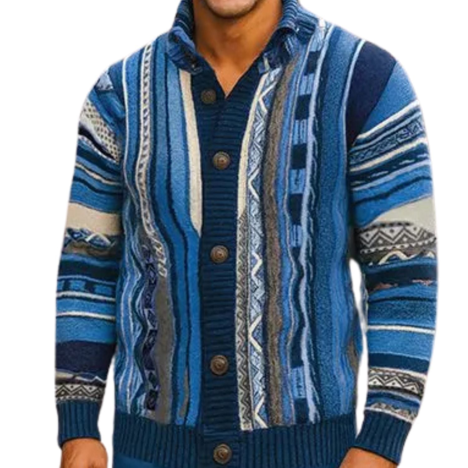 Ravari Collection: Wool Blend Button-Up Sweater with Stand Collar