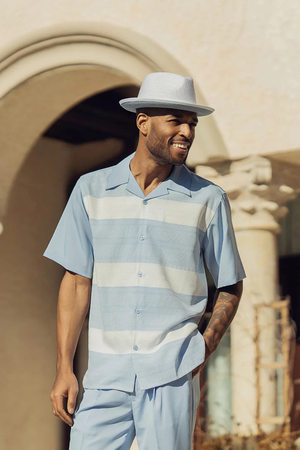 Photon Collection: Horizontal Stripes 2-Piece Walking Suit Set – Includes Long and Short Pants Styles