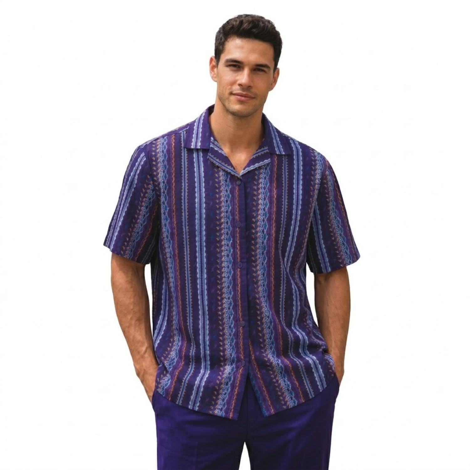 Solvani Collection: Embroidered Short Sleeve Shirt