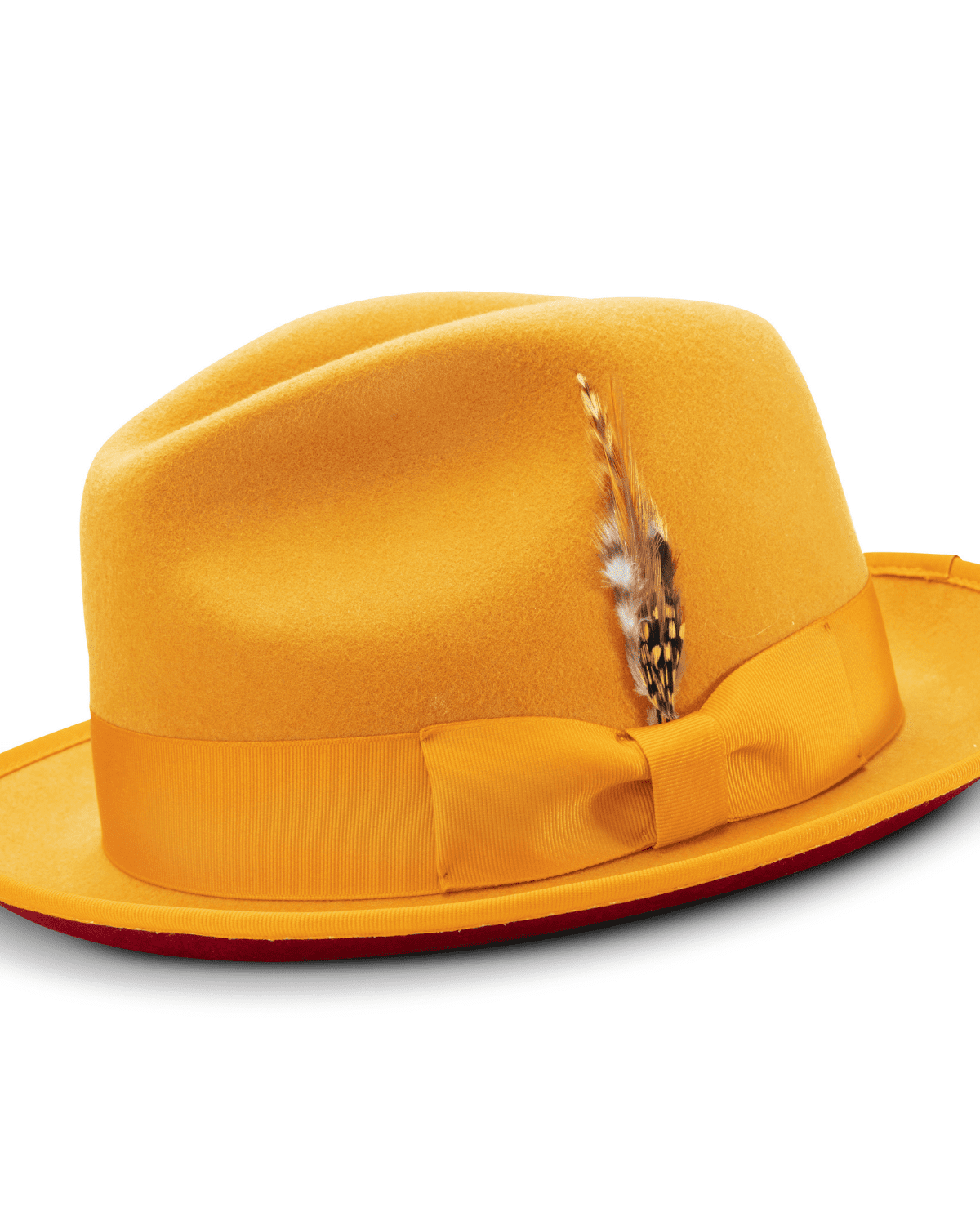 red bottom yellow fedora hat