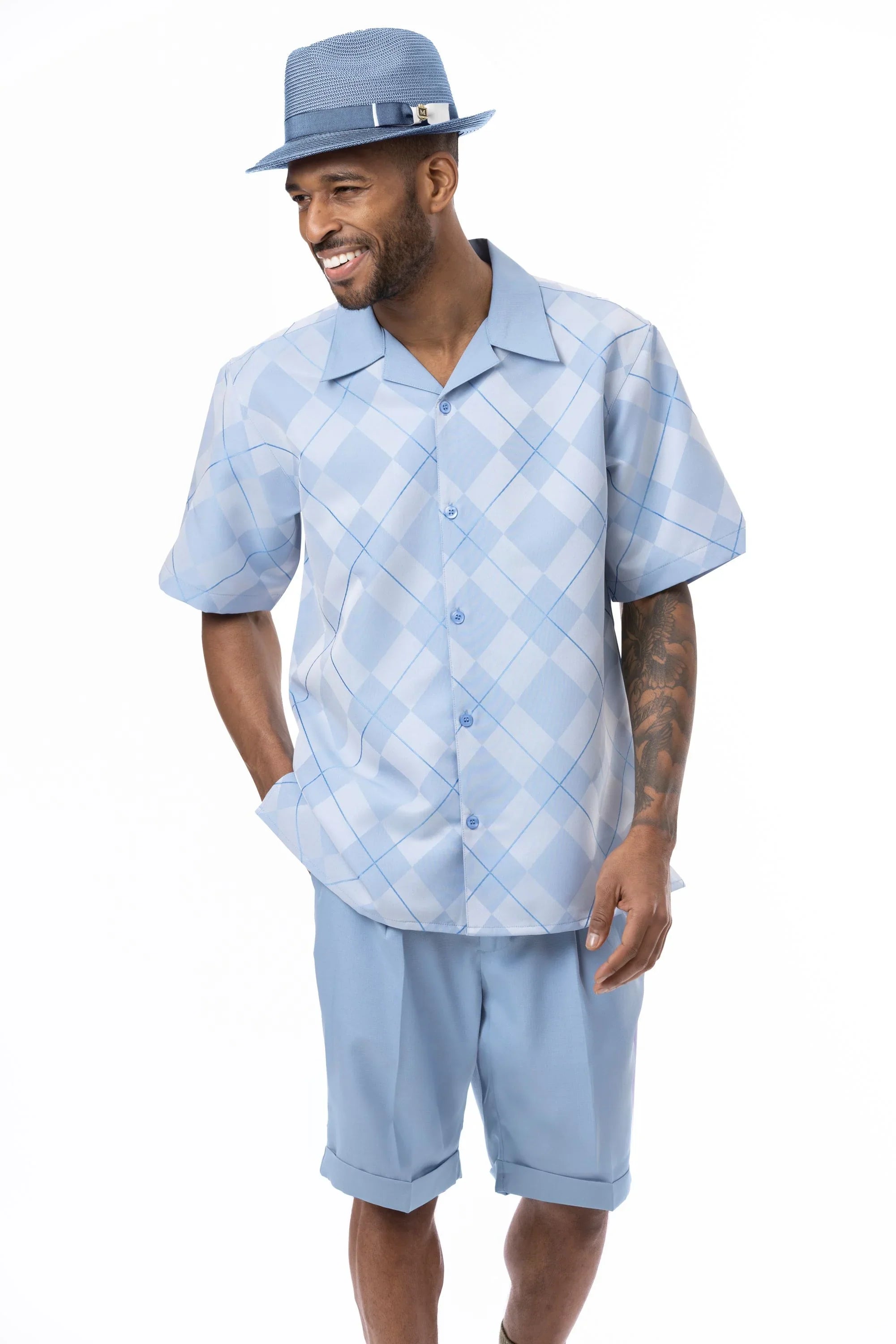 Notch Collection: Argyle Pattern Walking Suit – Long and Short Pants Set Options