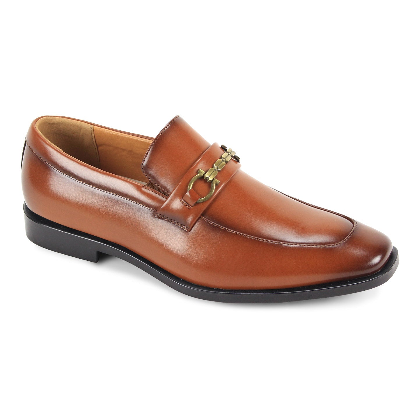 Men’s cognac moc-toe bit slip-on dress loafer