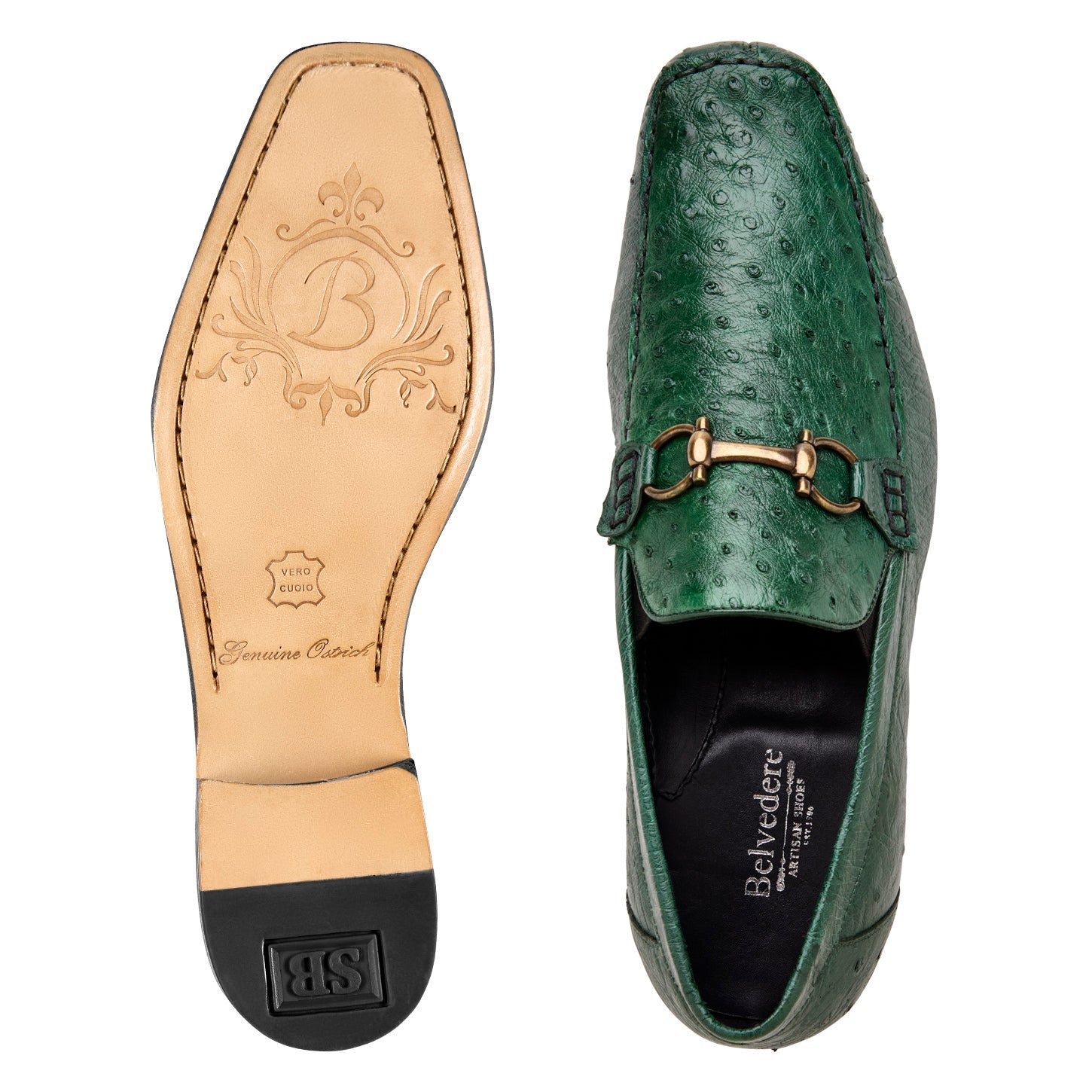 Bartolo Collection: Belvedere Genuine Ostrich Bit Loafer