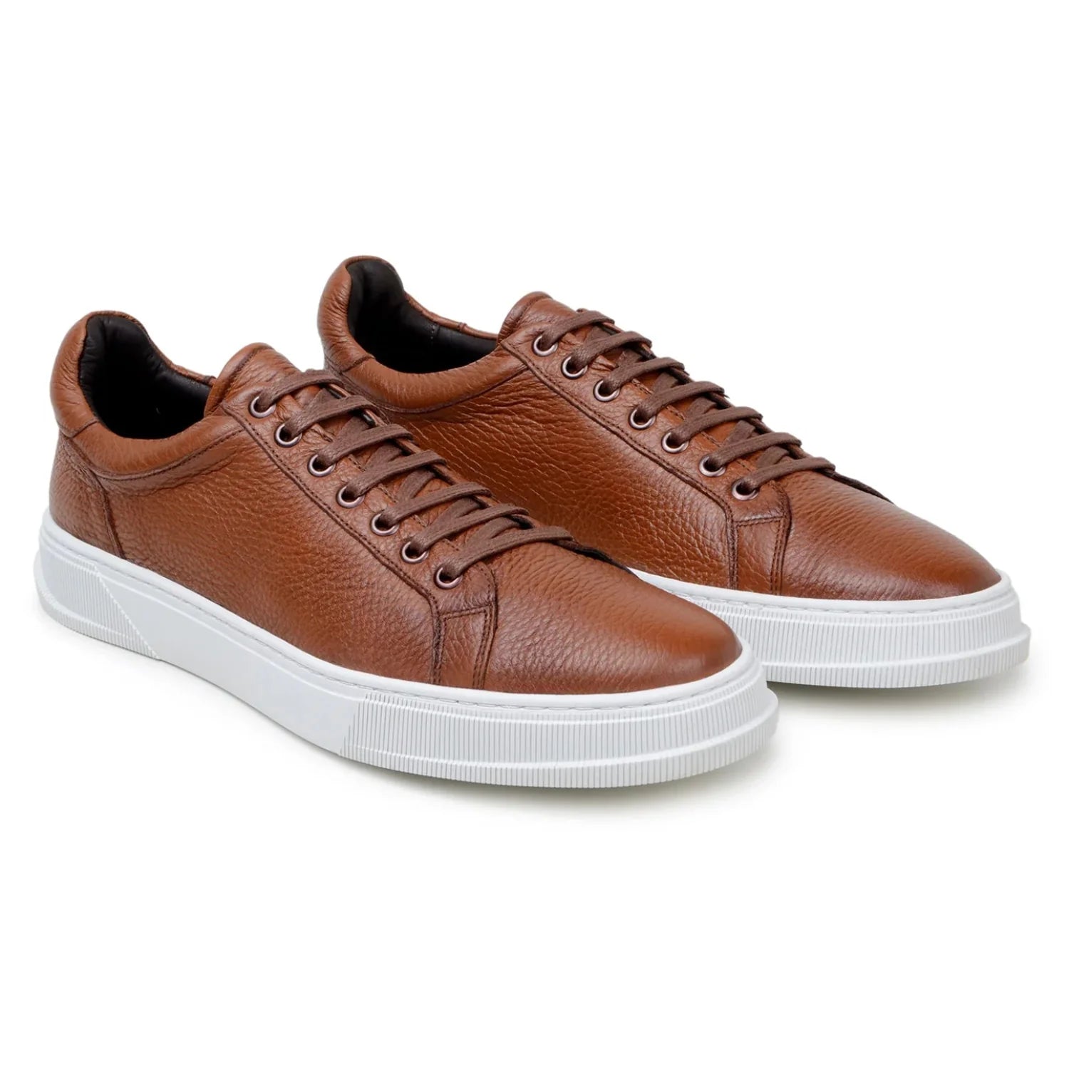 Pair of black Italian deerskin low-top sneakers
