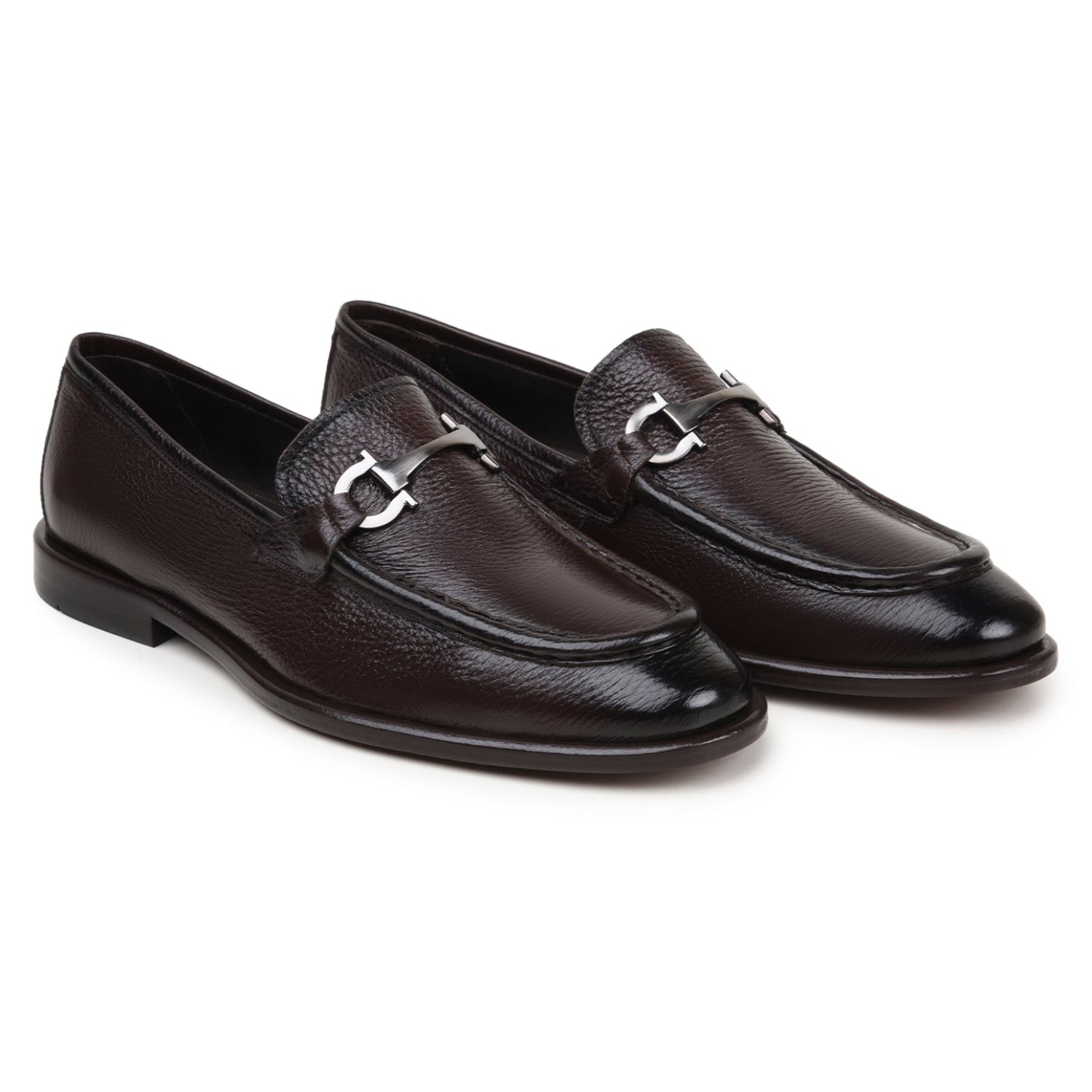 Pair of brown Italian deerskin bit loafers