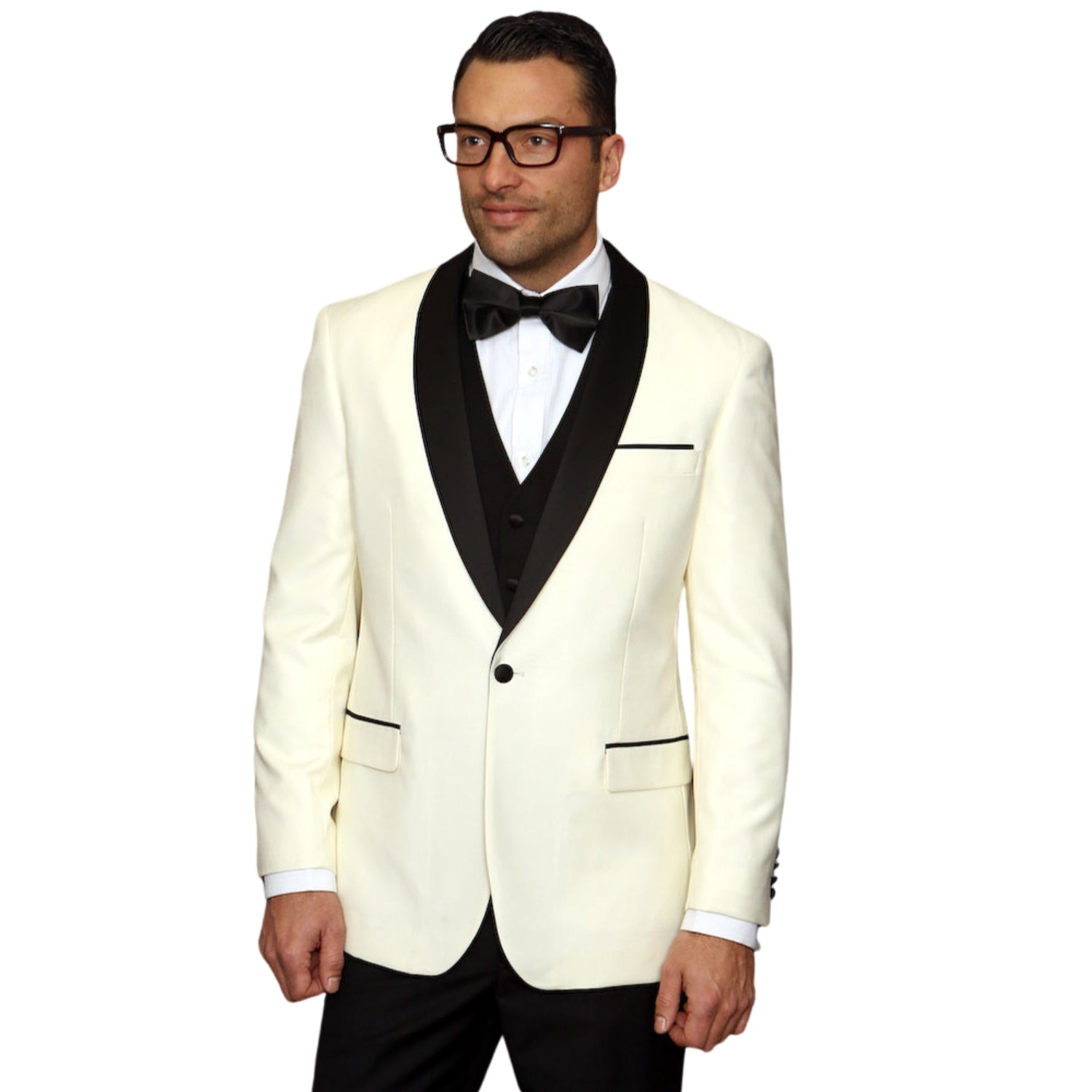 Atlas Attire Collection: 3-Piece Tailored Fit Tuxedo with Black Peak Lapel