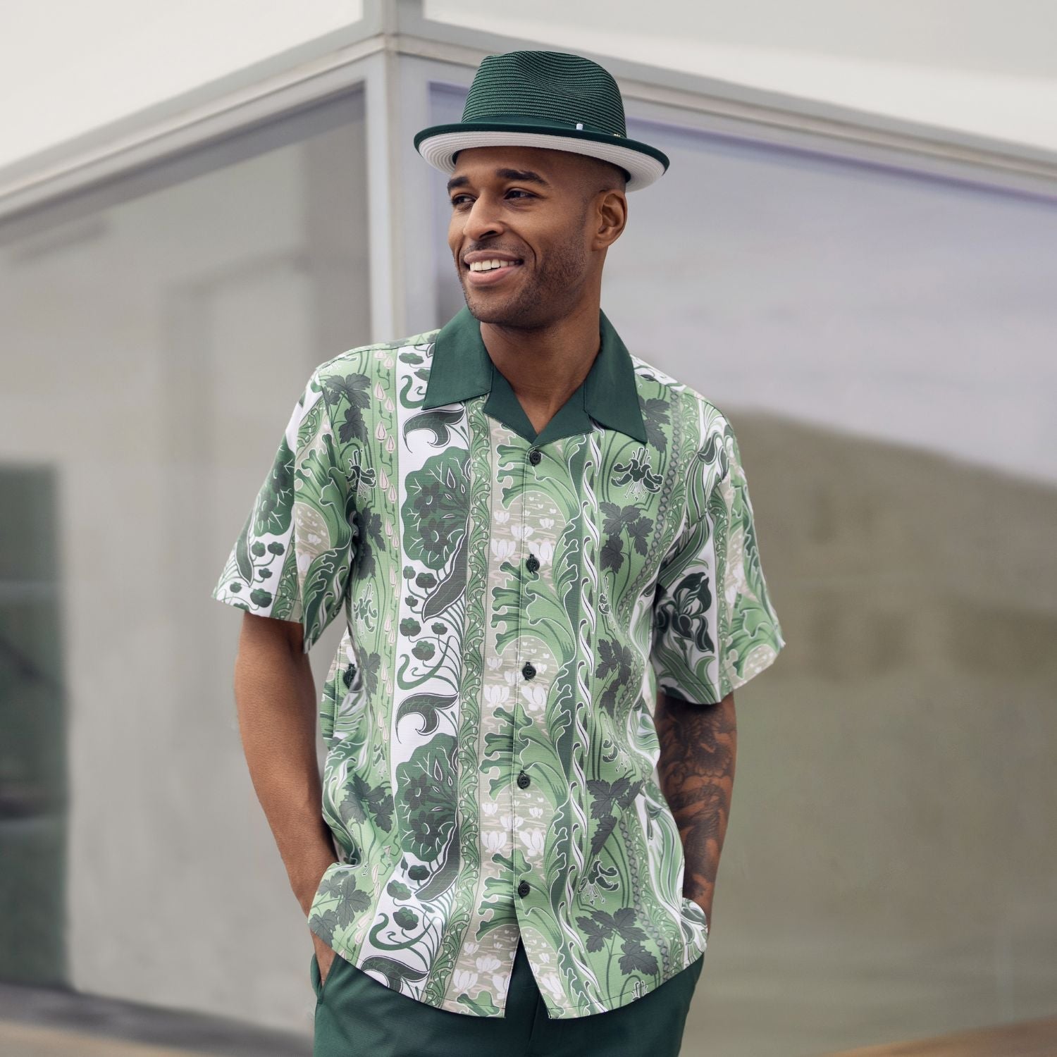 Phobos Collection: Men's Botanical Print Walking Suit Set