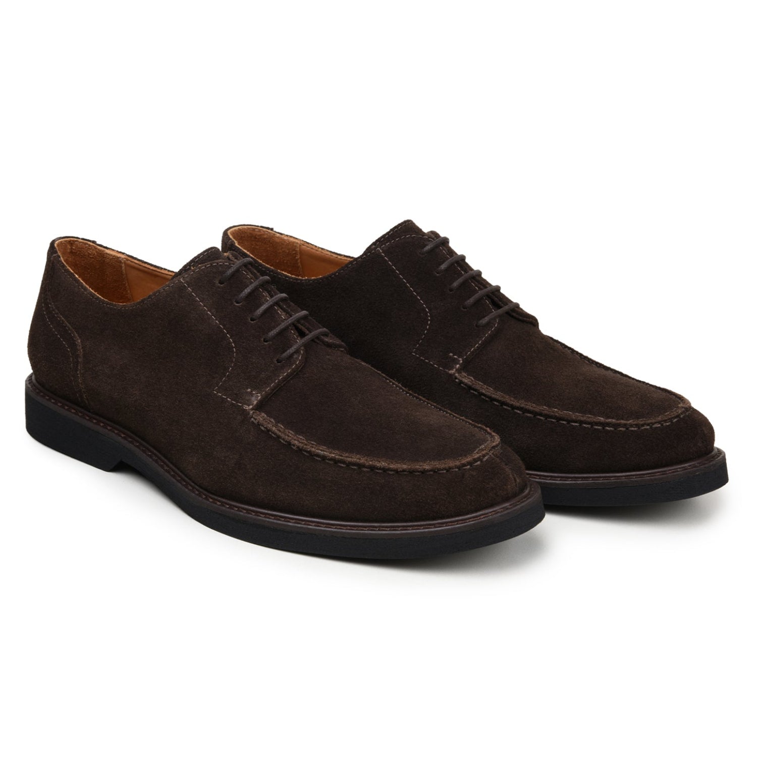 Pair of olive Italian suede Derby shoes by Belvedere