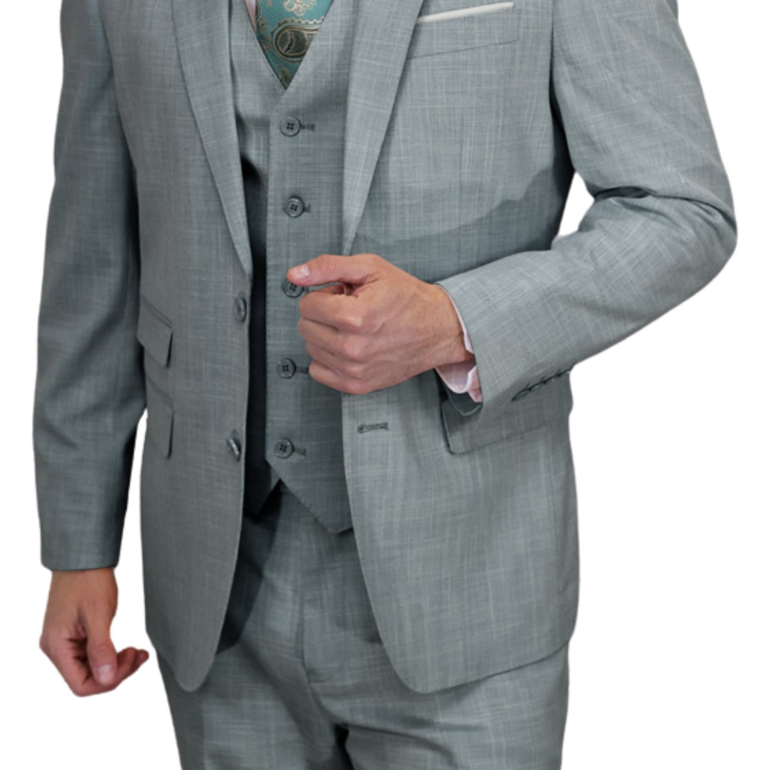 Comet Couture Collection: Sharkskin Italian Wool 3-Piece Suit – Modern Fit