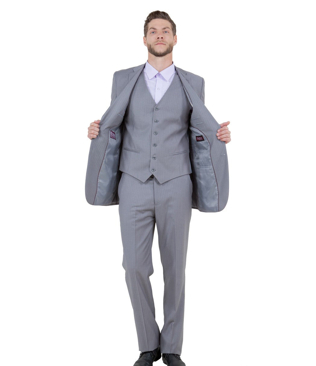 Valiant Vintage Collection: Pinstripe Three-Piece Suit – Classic Fit