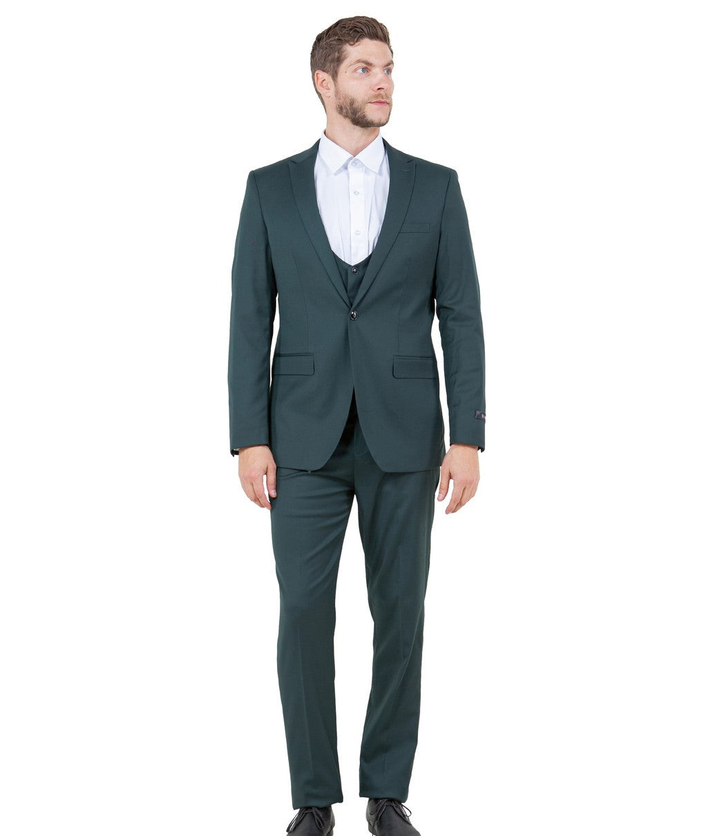 Midas Collection: Ultra Slim Three-Piece Suit with Peak Lapel