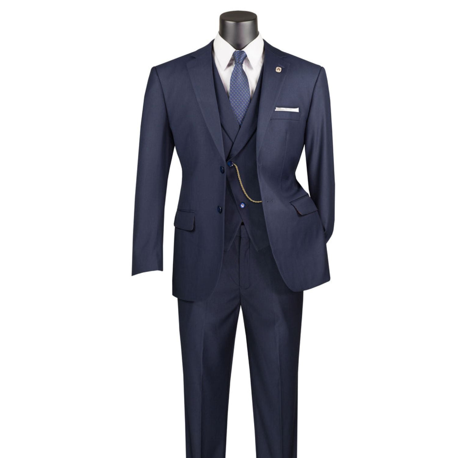 Elite Edit Collection: Solid Single-Breasted Suit Modern Fit - Navy 3 Piece